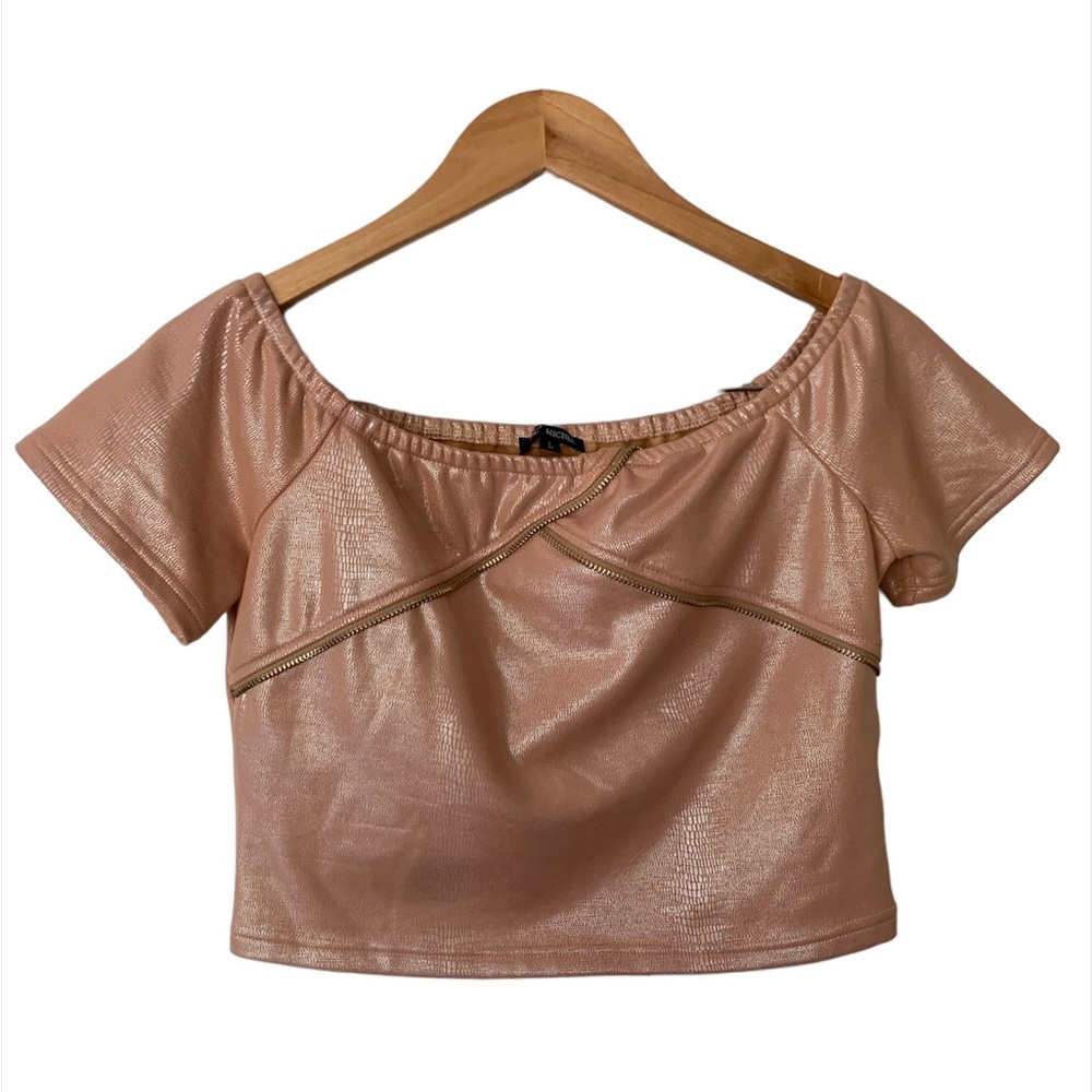 NWOT Michel Coral crocodile skin pattern Spandex Crop Top